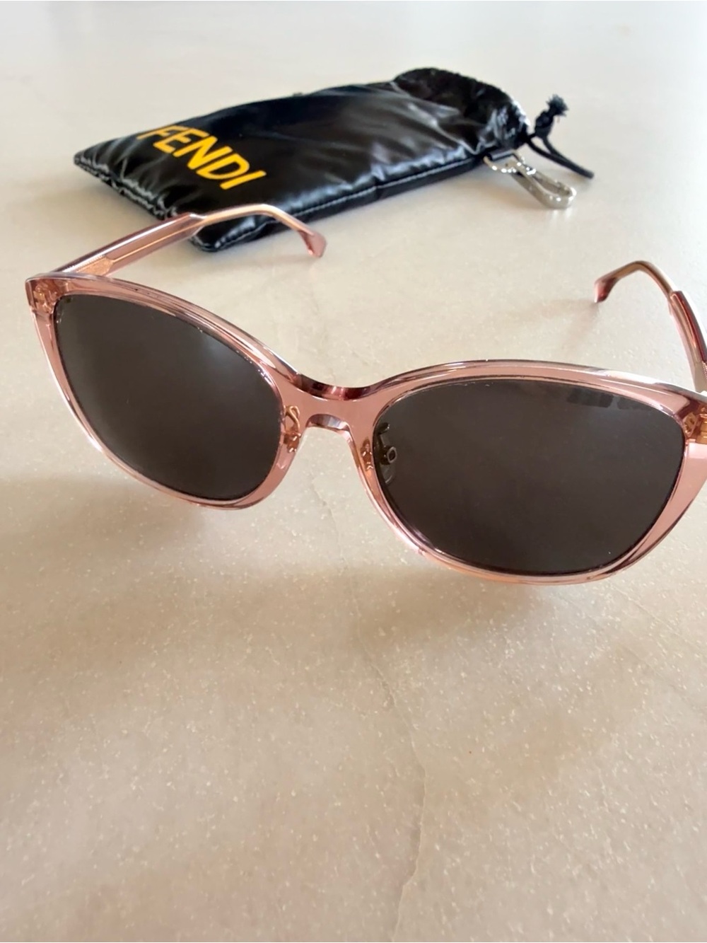 Fendi Fine Geometric Sunglasses Pink Smoke Oversized Square 53mm Italy